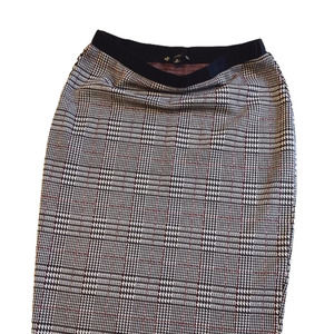 Iris Houndstooth Grey Plaid Pencil Skirt
